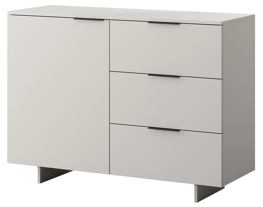 Buffet bas beige 3 tiroirs et 1 porte 120 cm Canterbury