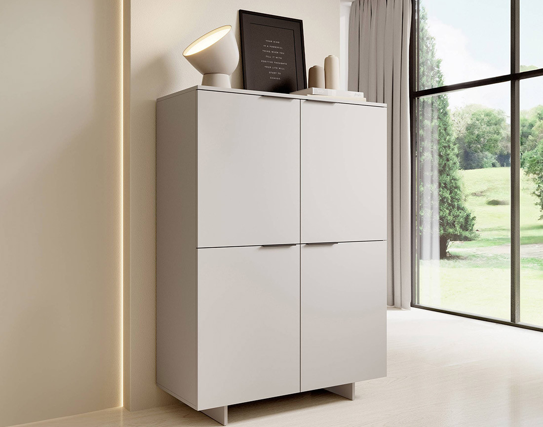 Buffet haut beige 4 portes 145 cm Canterbury