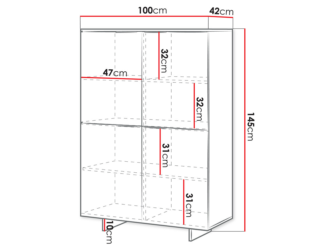 Buffet haut beige 4 portes 145 cm Canterbury