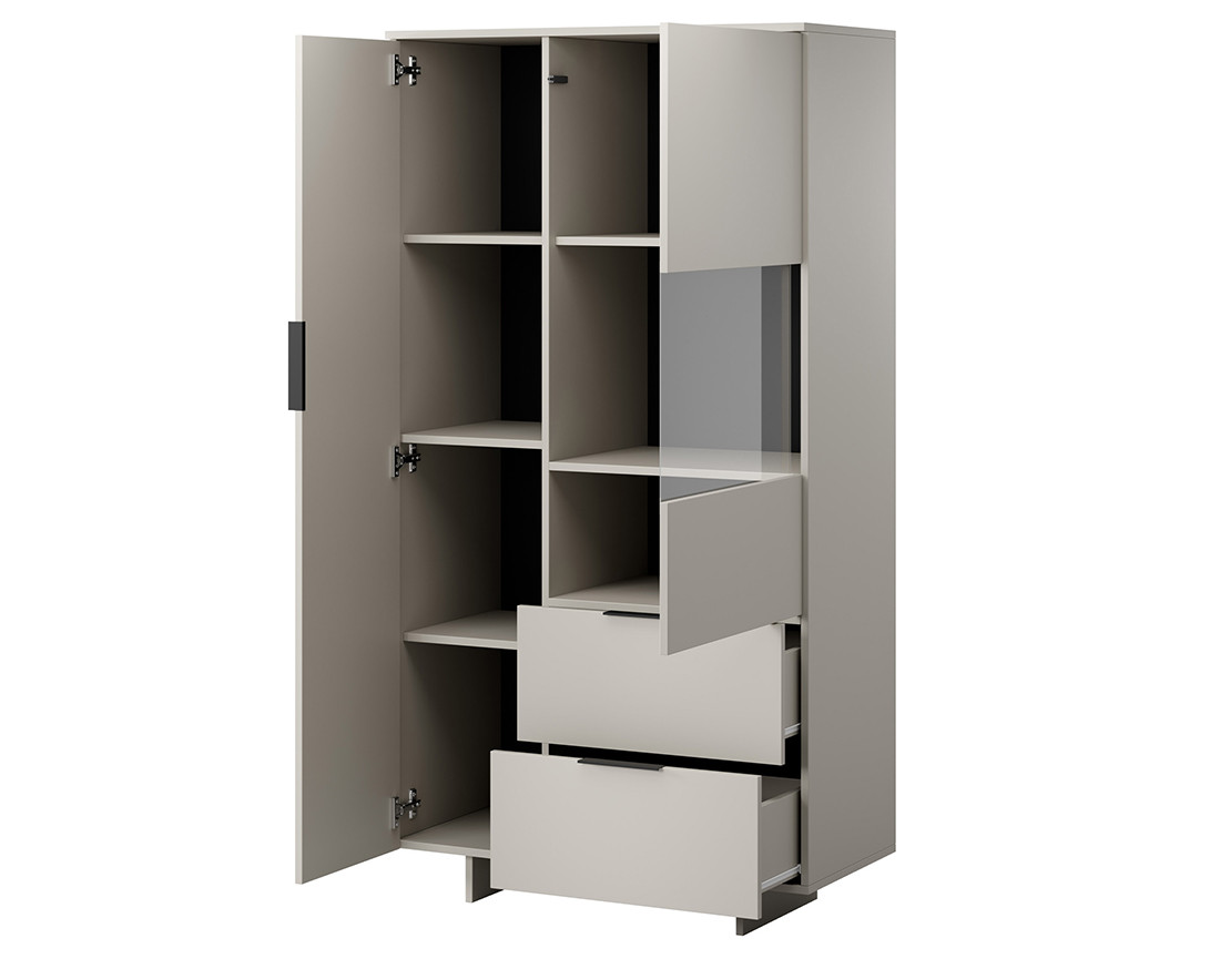 Vitrine beige 2 portes et 2 tiroirs 170 cm Canterbury