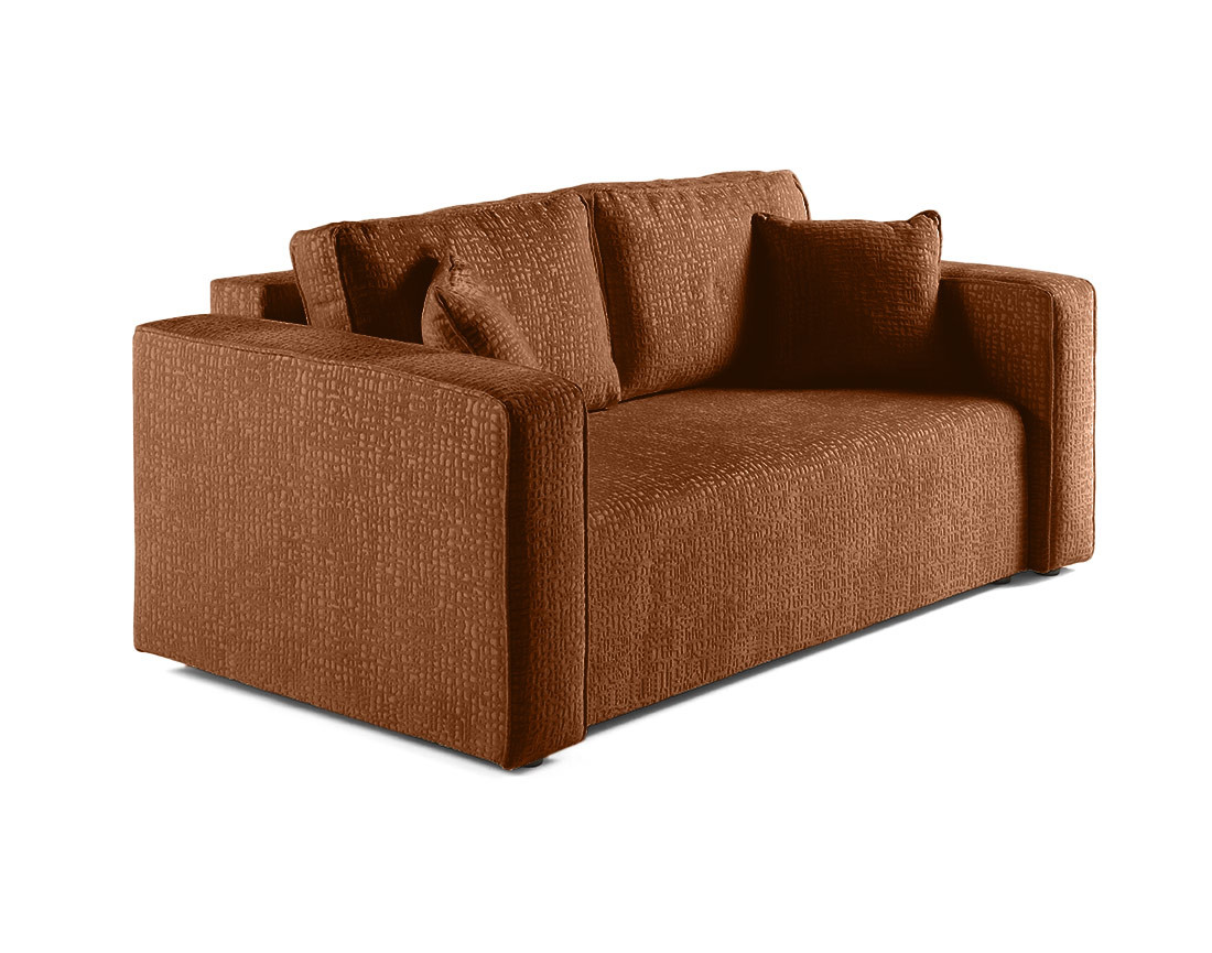 Canapé droit 2 places en tissu velours relief Topaze