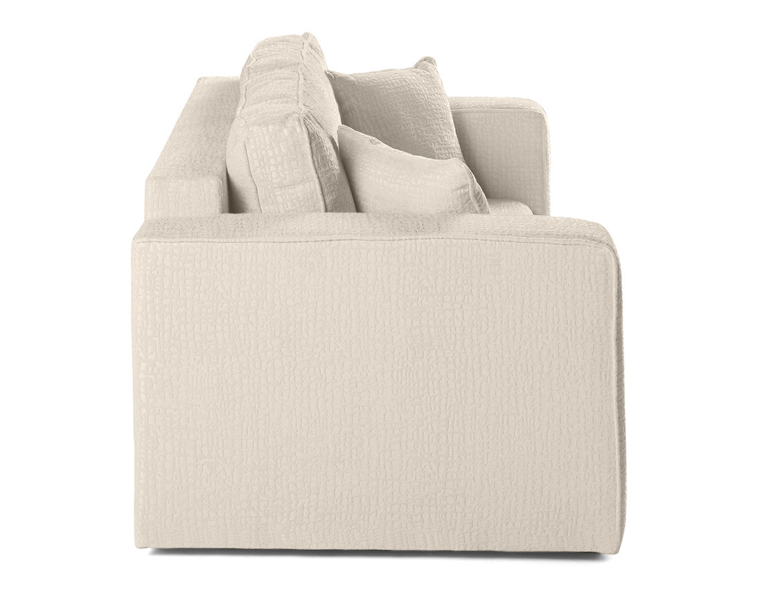 Canapé droit 2 places en tissu velours relief Topaze