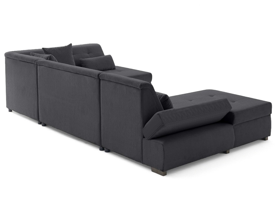 Canapé panoramique d'angle droit 7 places en velours côtelé Vermont S