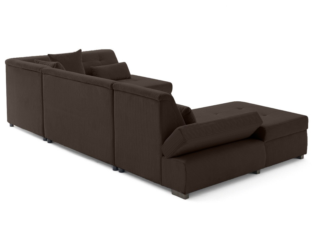 Canapé panoramique d'angle droit 7 places en velours côtelé Vermont S