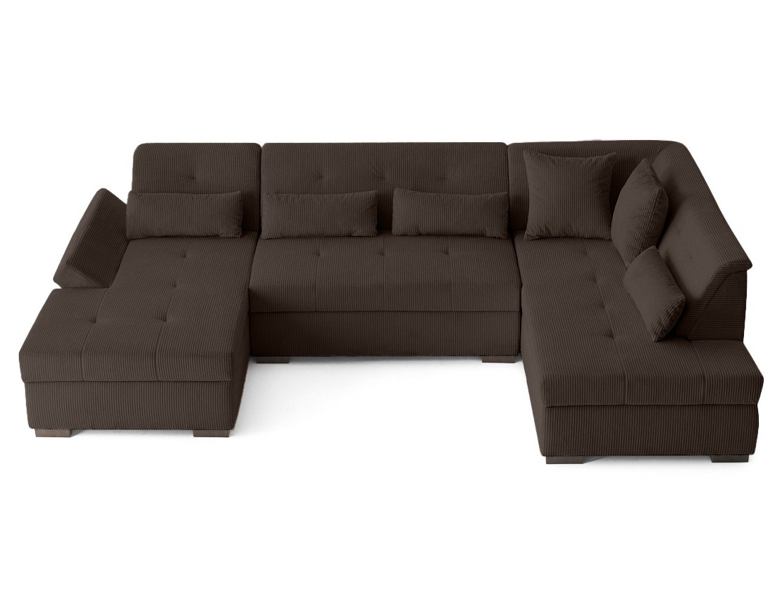 Canapé panoramique d'angle droit 7 places en velours côtelé Vermont S