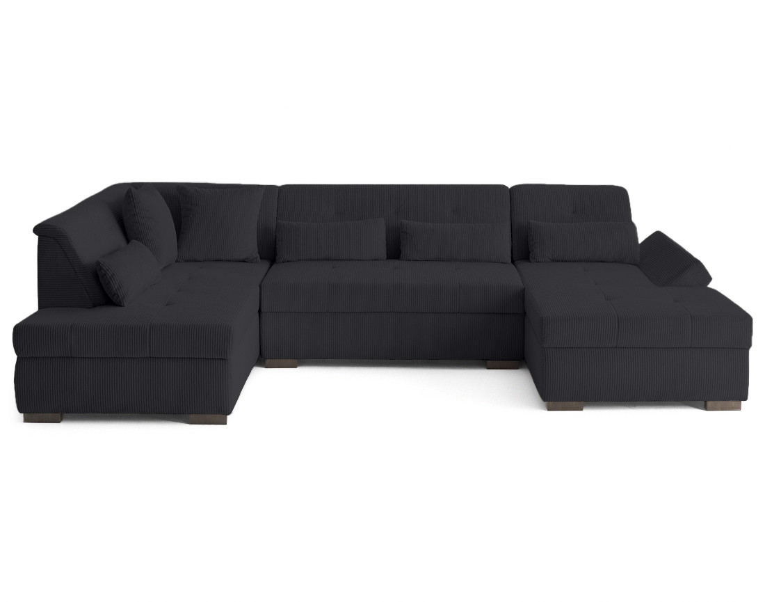 Canapé panoramique d'angle gauche 7 places en velours côtelé Vermont S