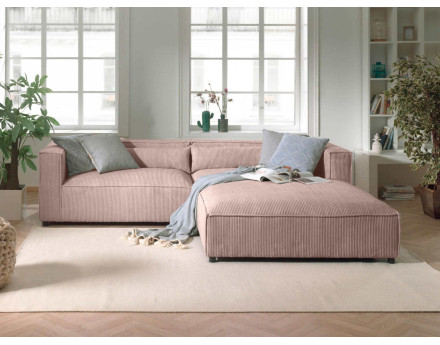 Ela - canapé d'angle droit 4 places en velours côtelé - style contemporain