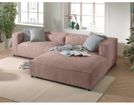 Ela - canapé d'angle droit 4 places en velours côtelé - style contemporain