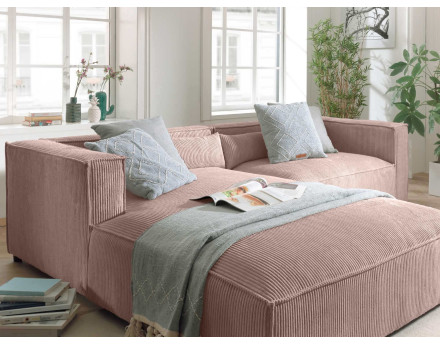 Ela - canapé d'angle gauche 4 places - en velours côtelé - style contemporain