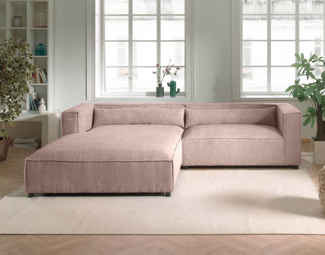 Ela - canapé d'angle gauche 4 places - en velours côtelé - style contemporain
