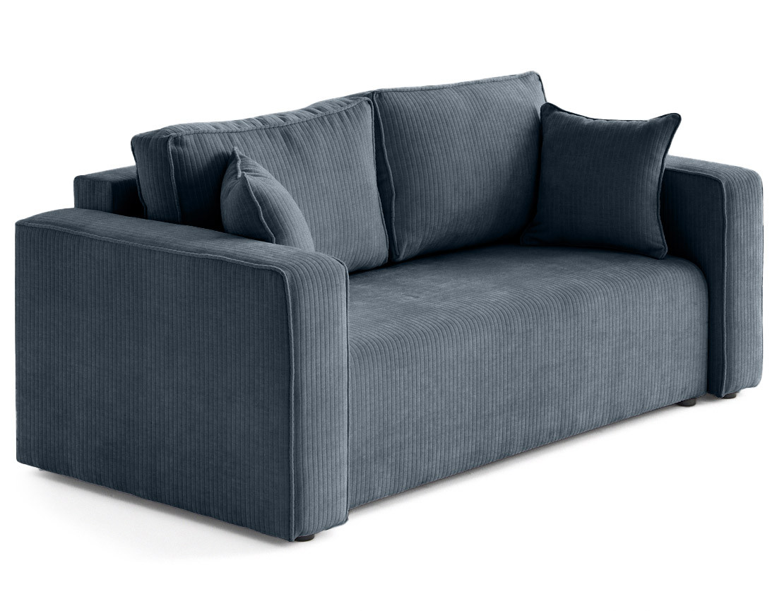 Canapé droit 2 places en velours côtelé plat Topaze