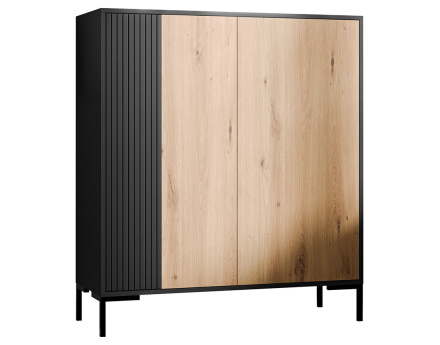 Buffet haut bois et noir 2 portes 129 cm Cambridge
