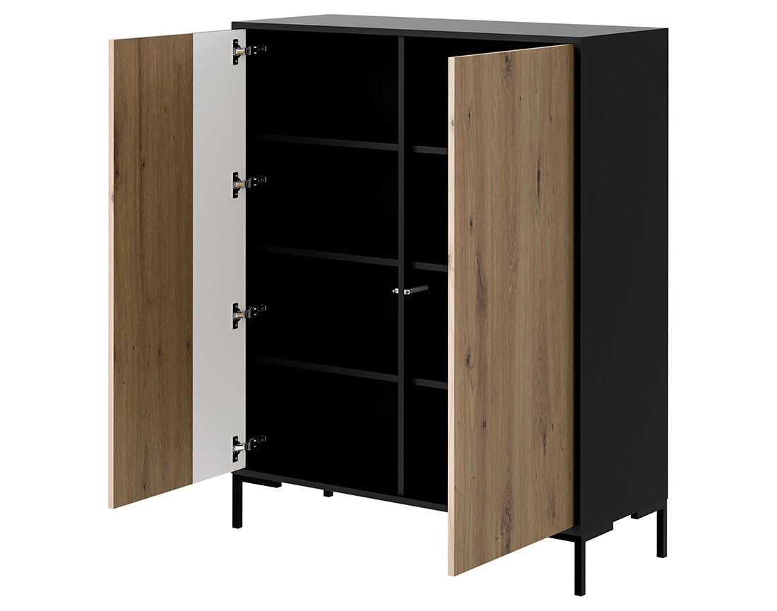 Buffet haut bois et noir 2 portes 129 cm Cambridge