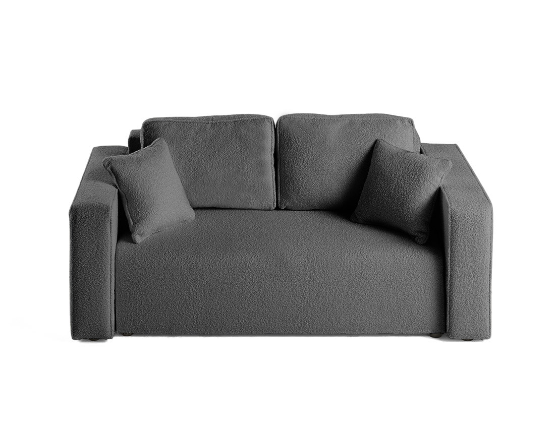 Canapé droit 2 places en tissu bouclette Topaze