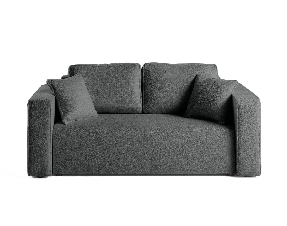 Canapé droit 2 places en tissu bouclette Topaze