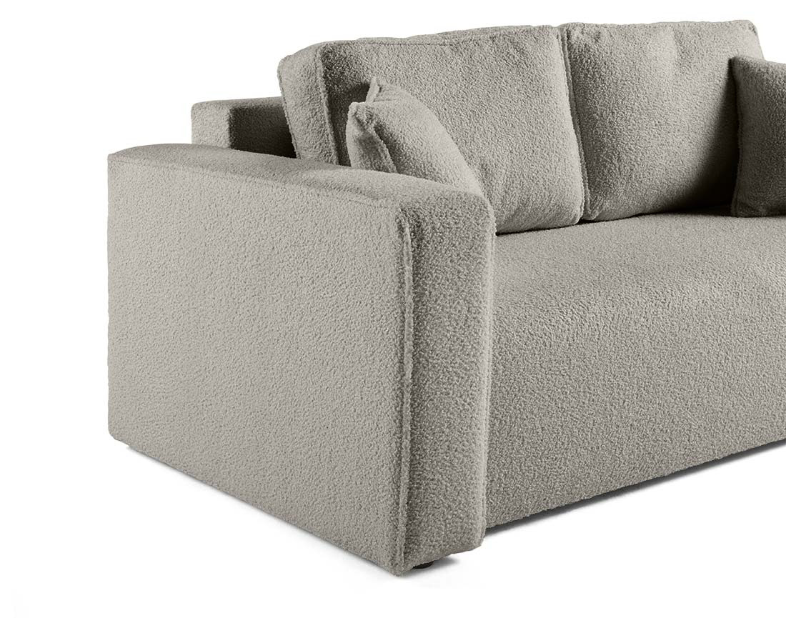 Canapé droit 2 places en tissu bouclette Topaze