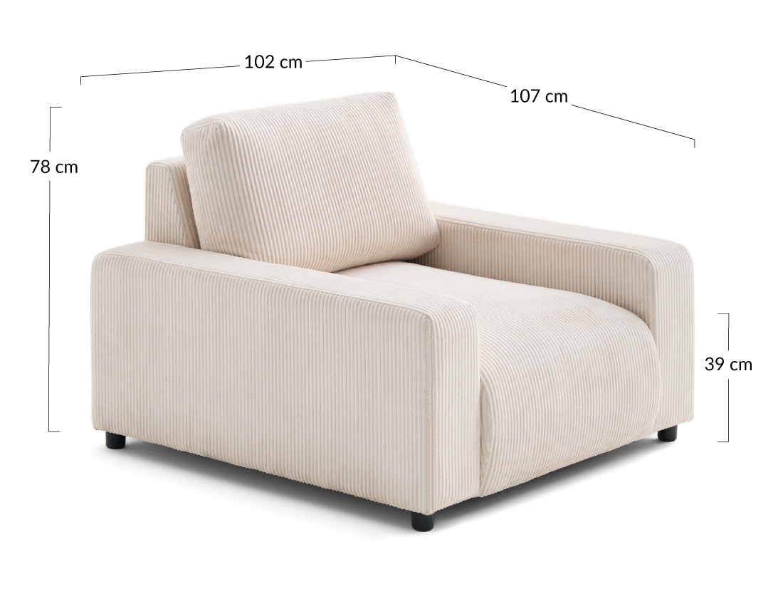 Fauteuil en velours côtelé Pivoine