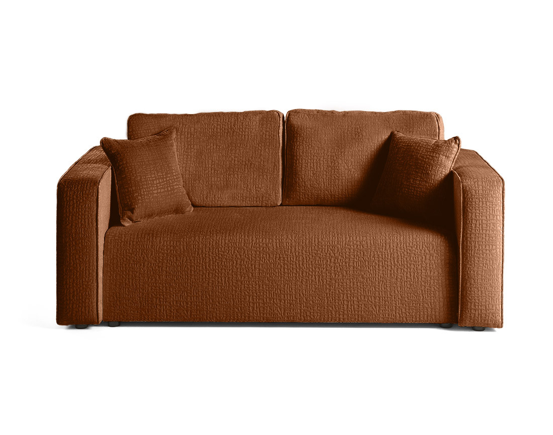 Canapé droit 2 places en tissu velours relief Topaze