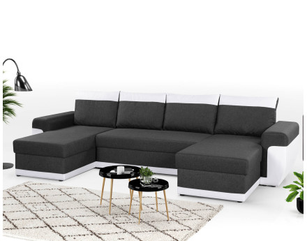 Milan - Canapé d'angle panoramique - convertible - 7 places - 2 coffres de rangement