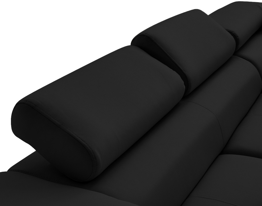 Canapé d'angle droit 5 places convertible avec coffre et têtières en simili Zaria