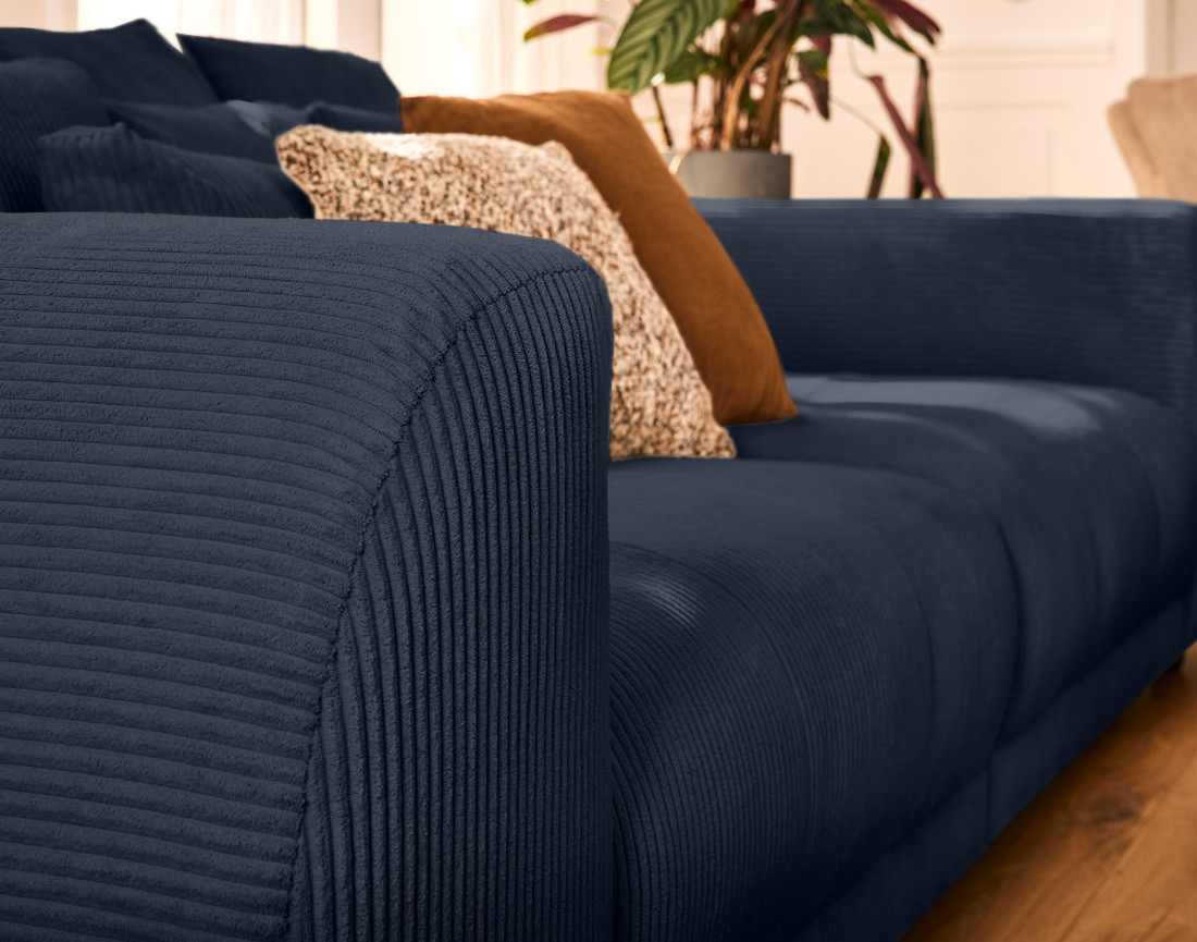 Canapé droit 4 places en velours côtelé Amadora