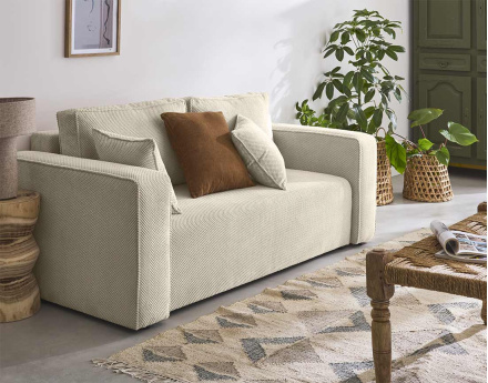 Canapé droit 2 places en velours texturé Topaze