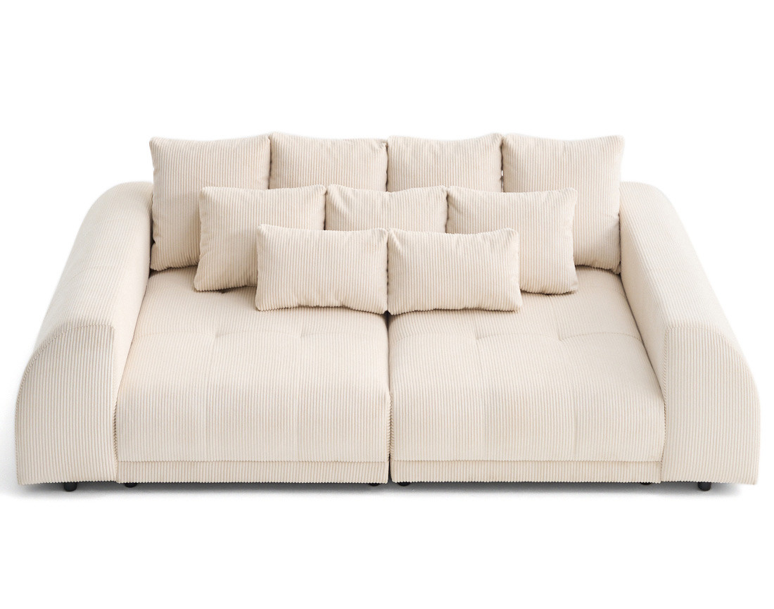Canapé droit 4 places en velours côtelé Amadora