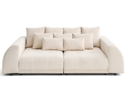 Canapé droit 4 places en velours côtelé Amadora