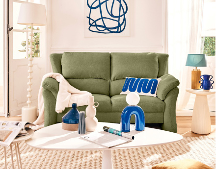 Canapé droit 2 places en tissu velours relief Bastille