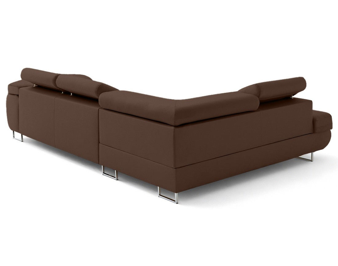 Canapé d'angle gauche 5 places convertible avec coffre et têtières en simili Zaria