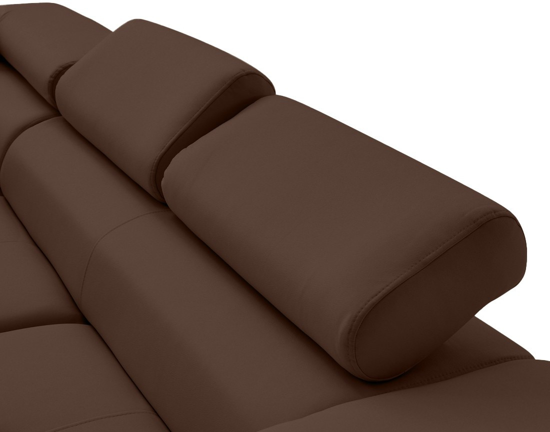 Canapé d'angle gauche 5 places convertible avec coffre et têtières en simili Zaria