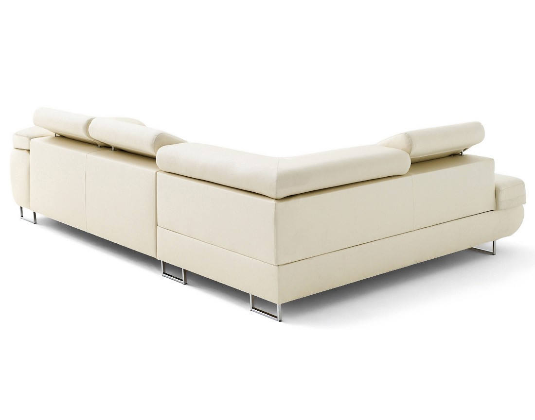 Canapé d'angle gauche 5 places convertible avec coffre et têtières en simili Zaria