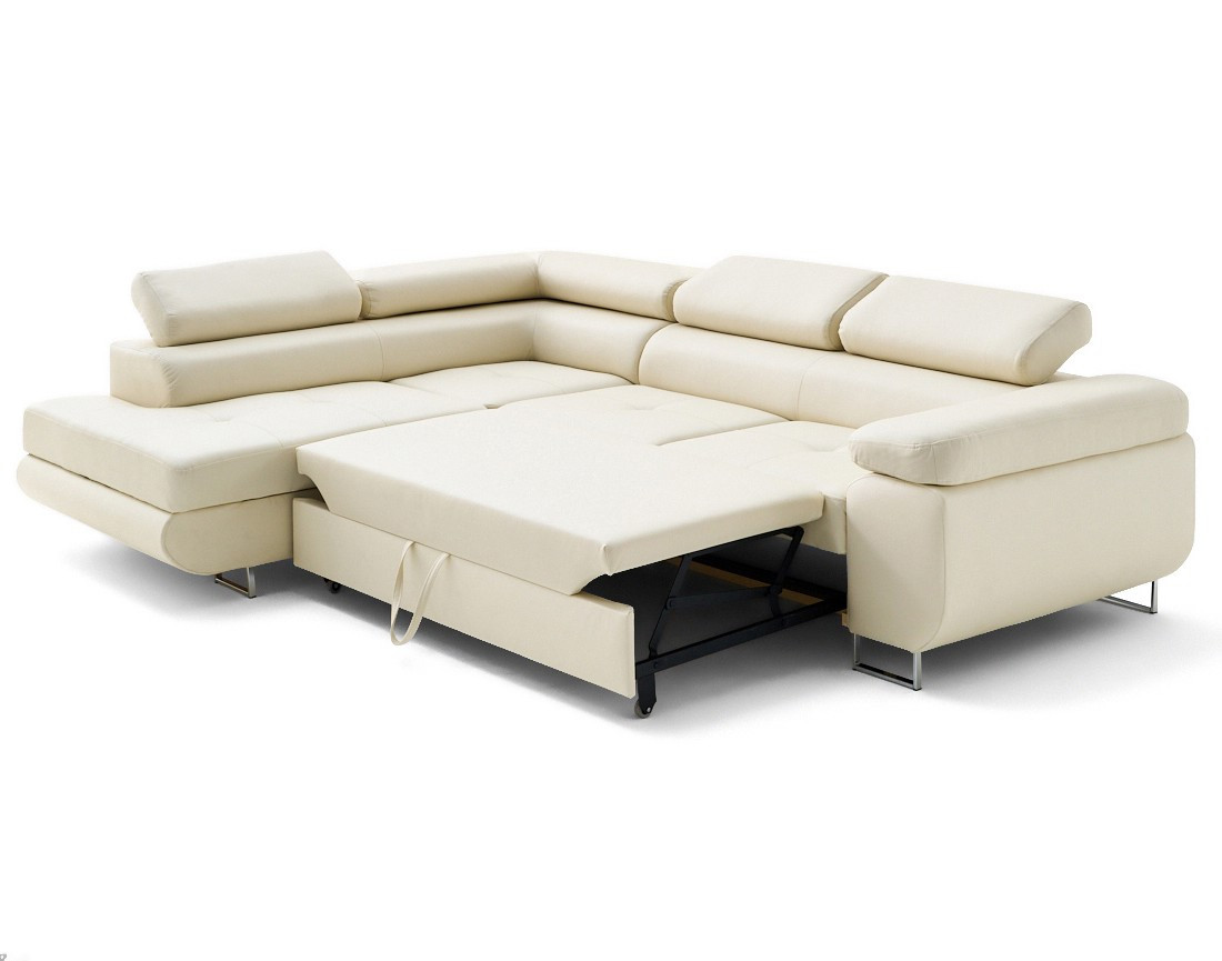 Canapé d'angle gauche 5 places convertible avec coffre et têtières en simili Zaria