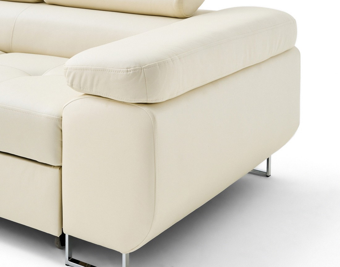 Canapé d'angle gauche 5 places convertible avec coffre et têtières en simili Zaria