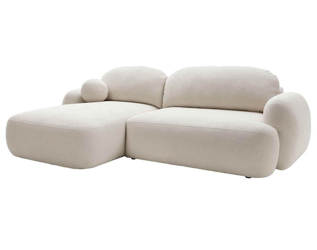 Canapé d'angle gauche convertible avec coffre en tissu bouclette Berenice