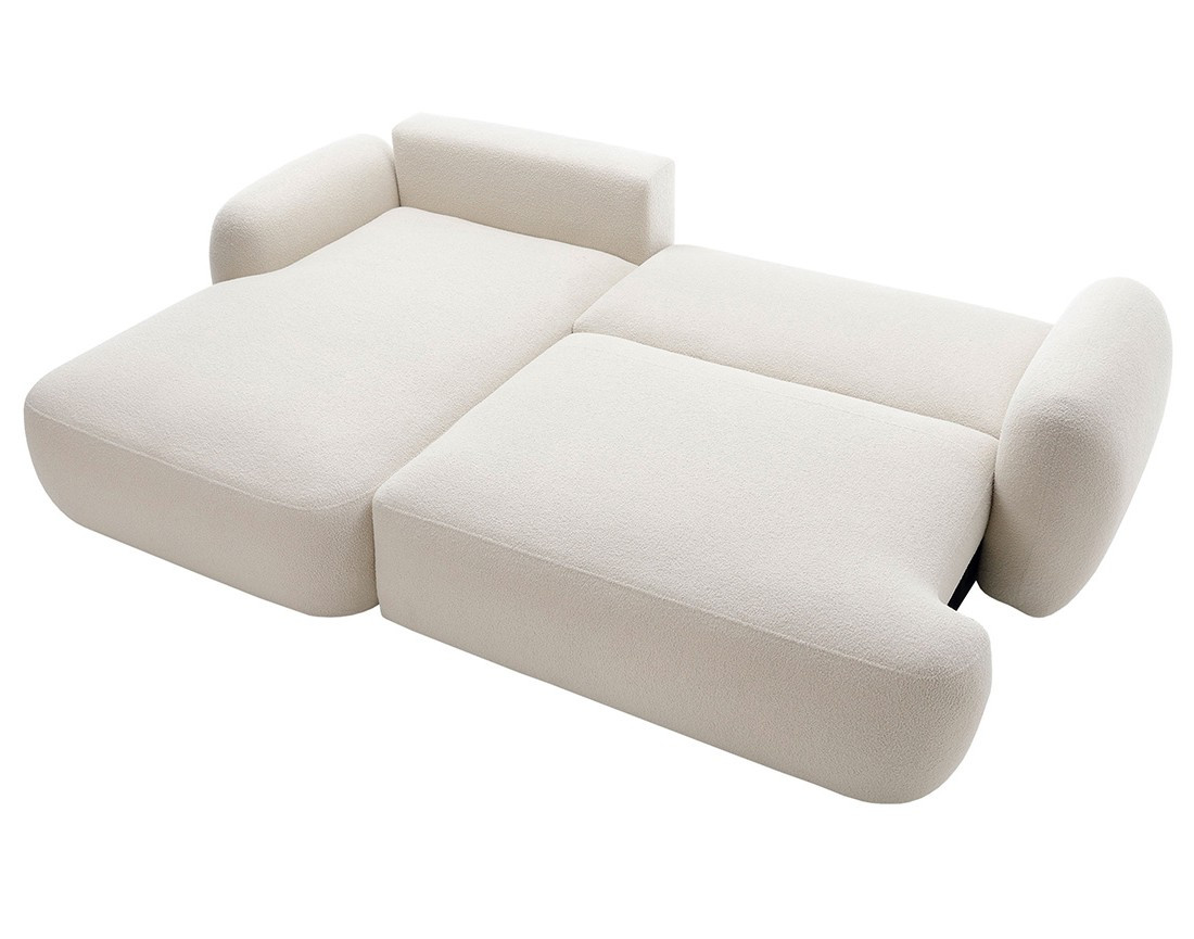 Canapé d'angle gauche convertible avec coffre en tissu bouclette Berenice