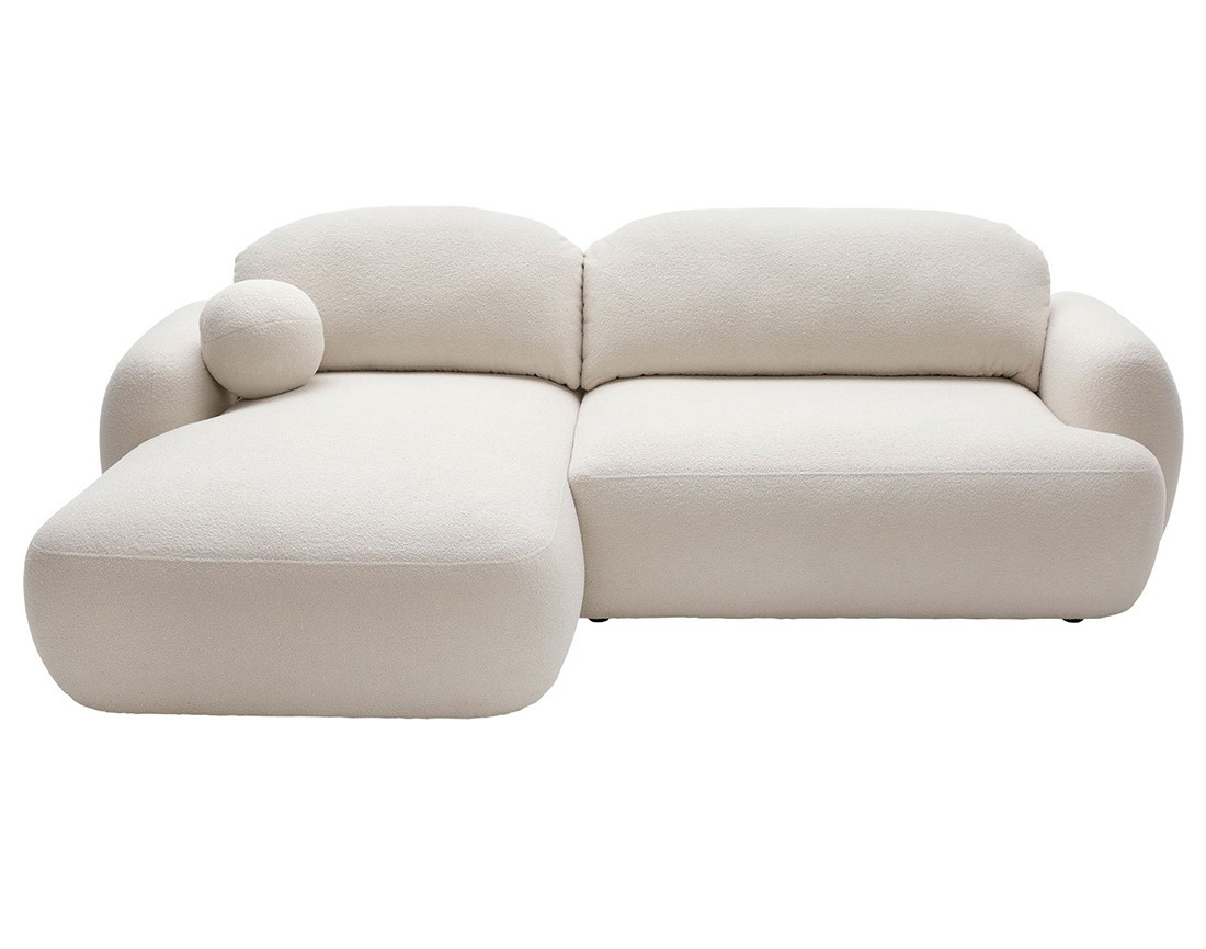 Canapé d'angle gauche convertible avec coffre en tissu bouclette Berenice