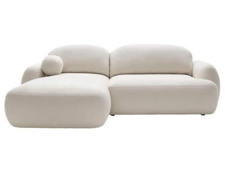 Canapé d'angle gauche convertible avec coffre en tissu bouclette Berenice