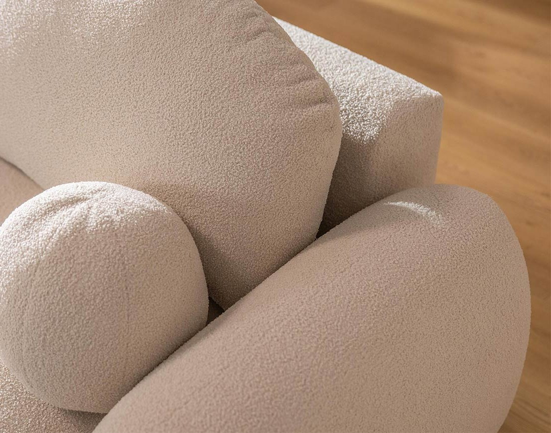 Canapé d'angle gauche convertible avec coffre en tissu bouclette Berenice