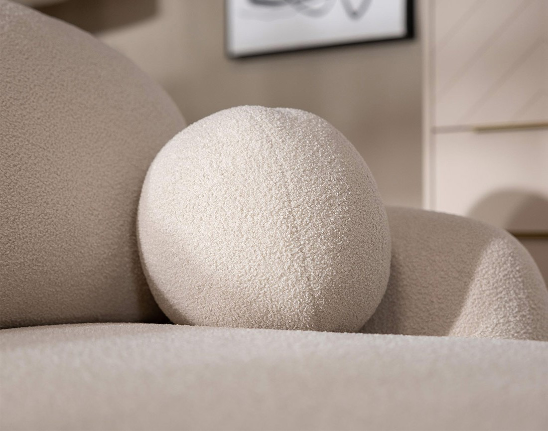 Canapé d'angle gauche convertible avec coffre en tissu bouclette Berenice