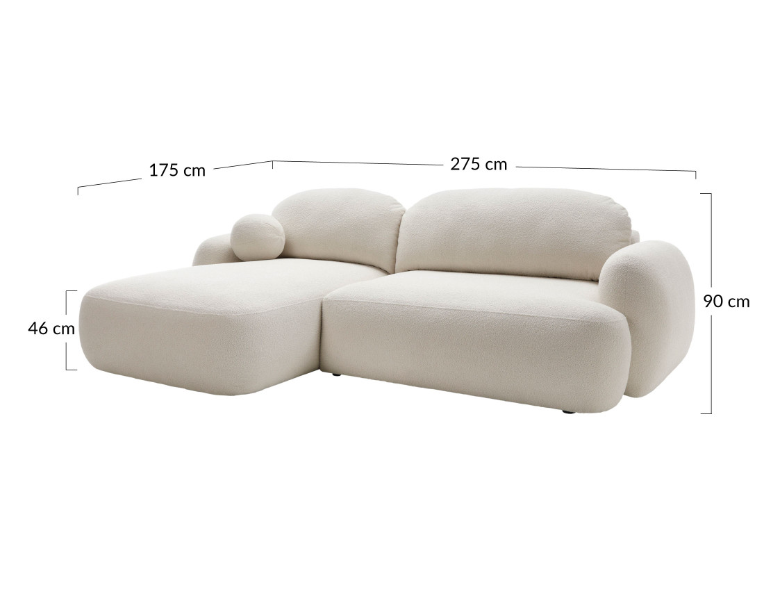 Canapé d'angle gauche convertible avec coffre en tissu bouclette Berenice