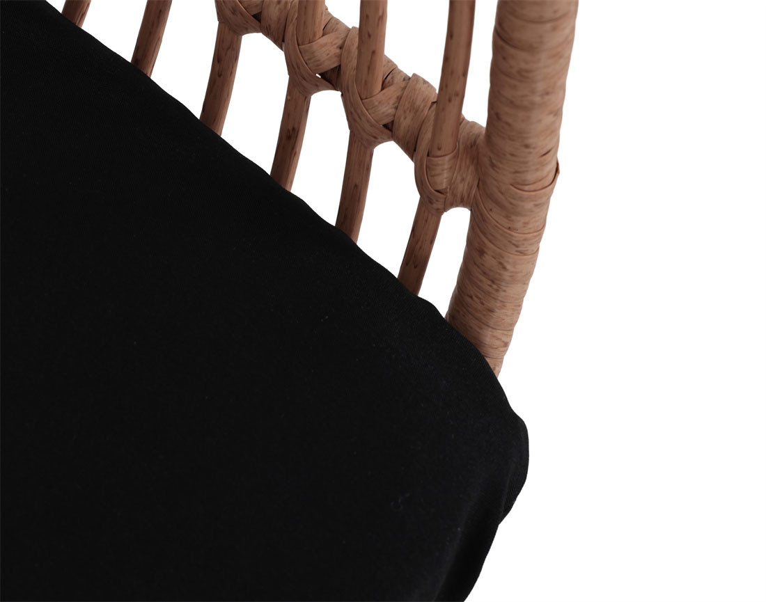 Lot de 4 tabourets effet rotin bois et noir Rosano