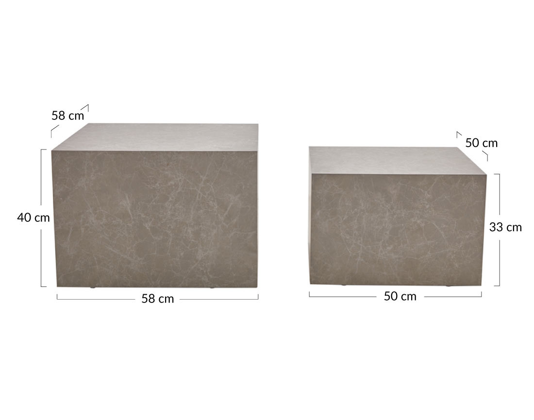 Lot de 2 tables basses marbre gris Fabio
