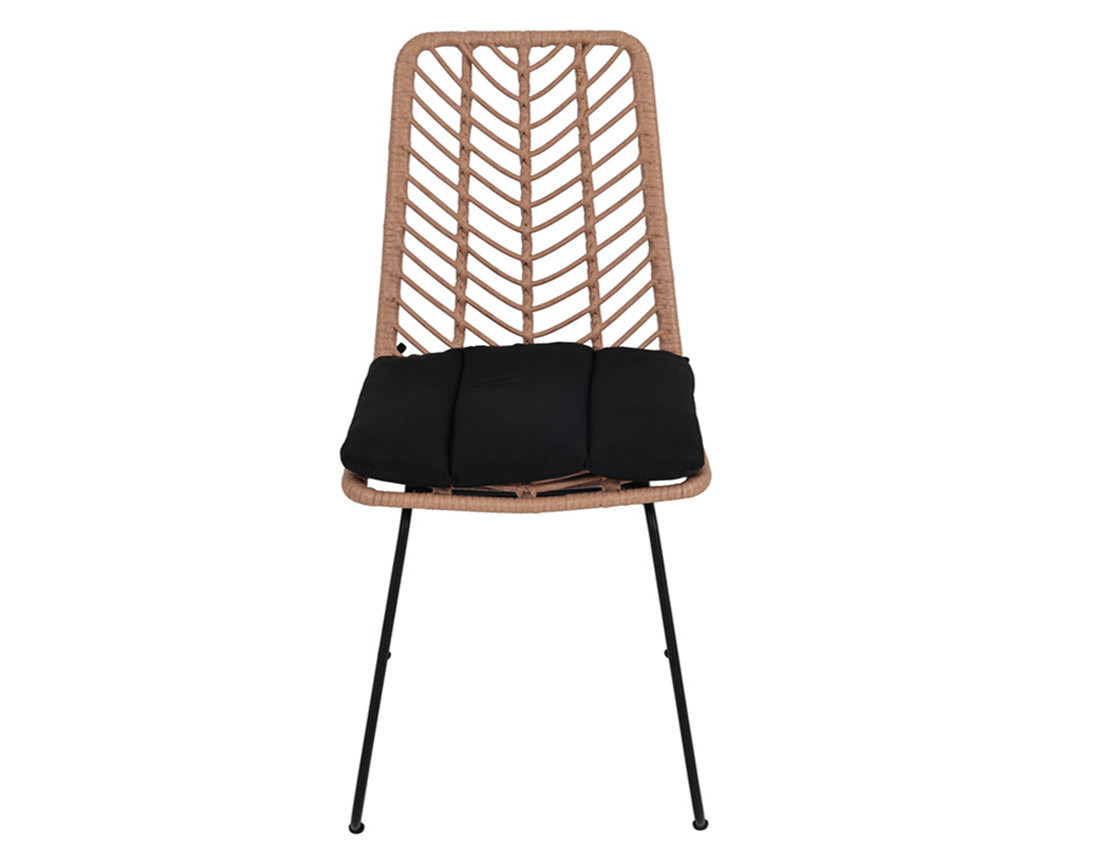 Lot de 4 chaises effet rotin bois et noir Forenza