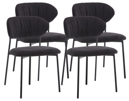 Lot de 4 chaises en tissu gris anthracite Rosita