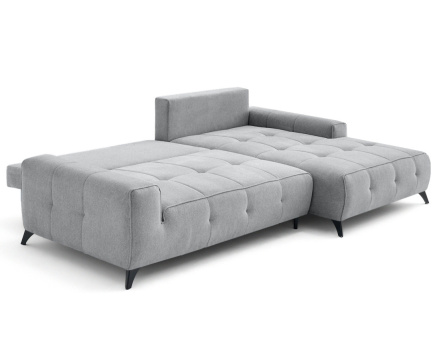 Canapé d'angle droit 4 places convertible avec coffre en tissu texturé Rimini