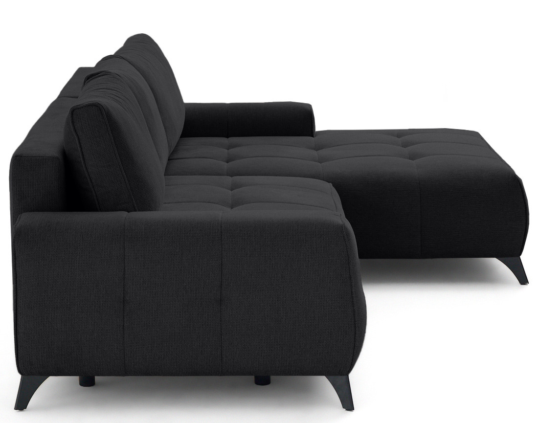 Canapé d'angle droit 4 places convertible avec coffre en tissu texturé Rimini