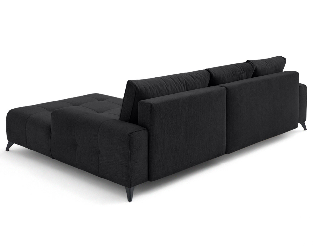 Canapé d'angle droit 4 places convertible avec coffre en tissu texturé Rimini