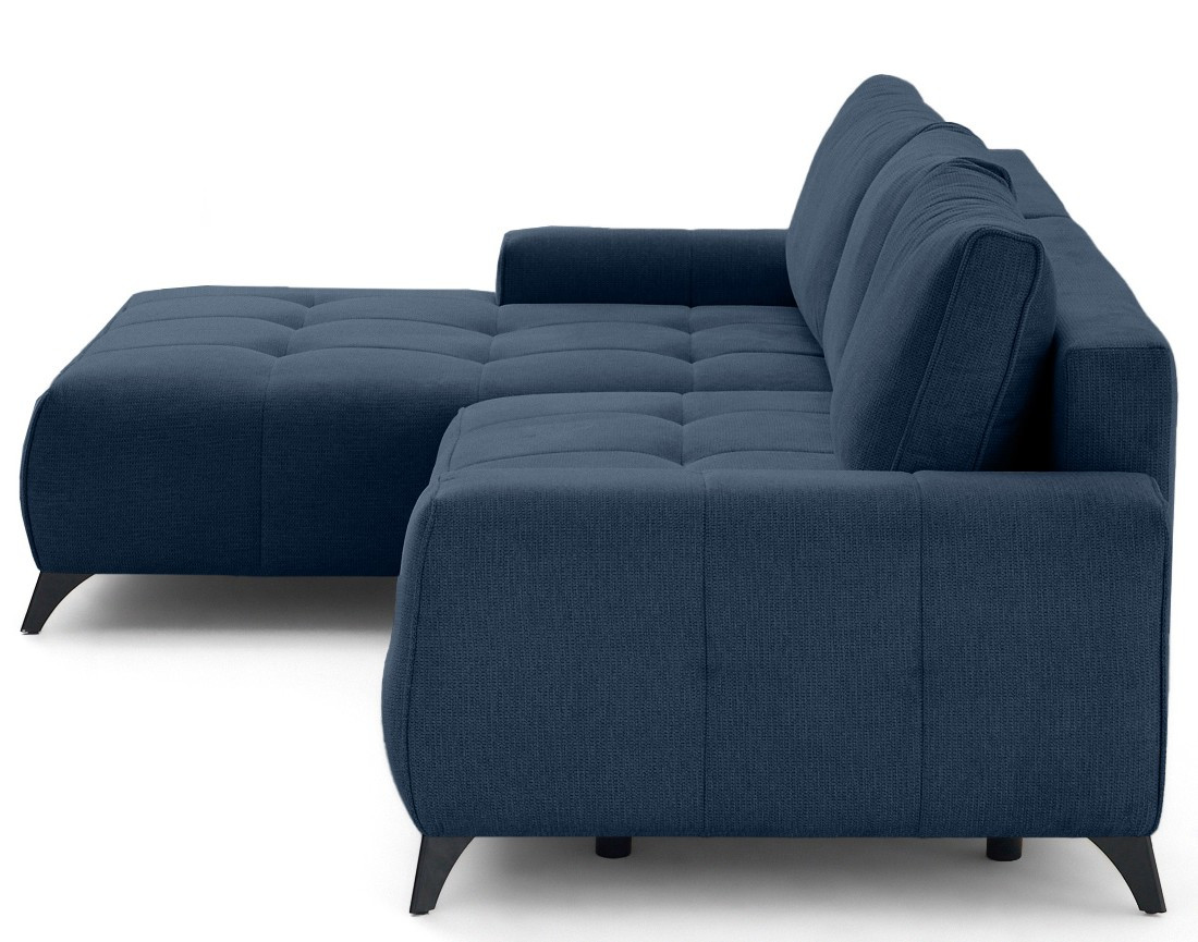 Canapé d'angle gauche 4 places convertible avec coffre en tissu texturé Rimini