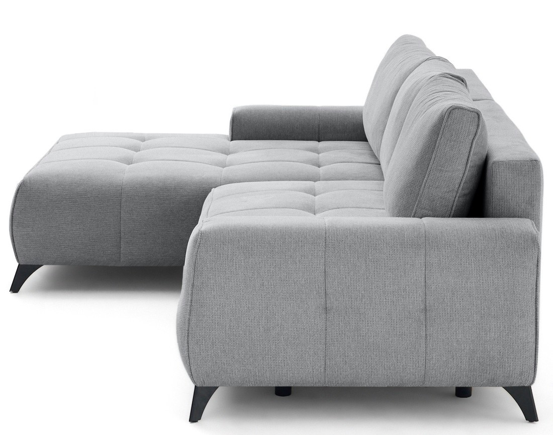 Canapé d'angle gauche 4 places convertible avec coffre en tissu texturé Rimini